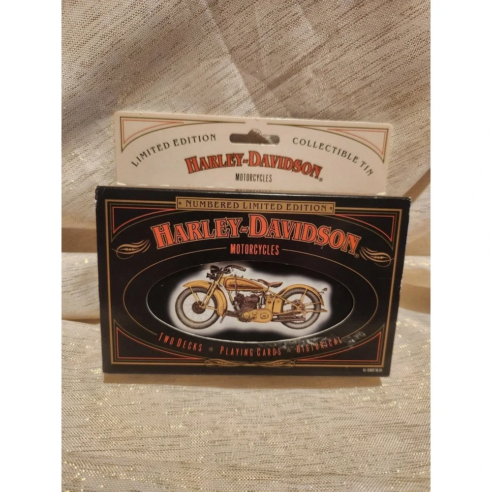 Vintage 1997 Harley Davidson Playing Cards 2 New Sealed Decks w/ Tin Box USA